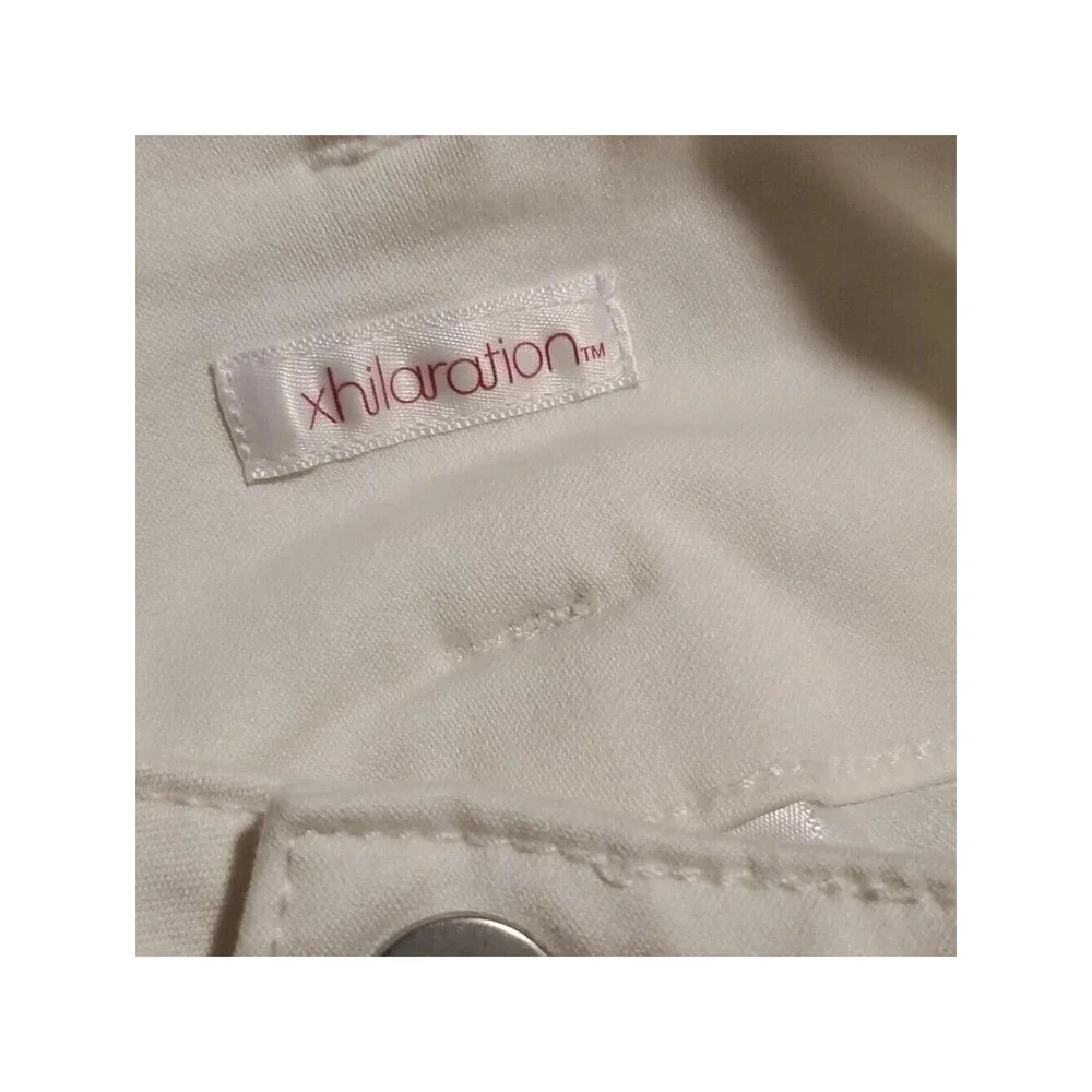 Junior White Denim Shorts High Waist Three Button